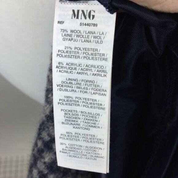 Mango 73% Wool Sweater dress with pockets 3/4 sleeve plaid academia - Picture 8 of 9